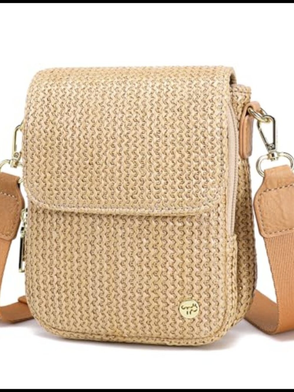 Faux Straw Crossbody Bag RFID Summer Purse Woven Beach Travel